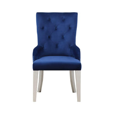 Infinity Blue Fabric & Antique Platinum Finish Side Chair