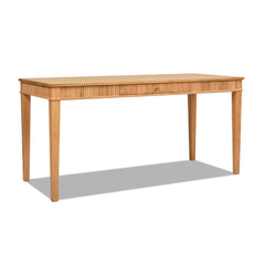 Rhea Modern Farmhouse 1-Drawer Fluted Home Office Writing Desk, Natural Blonde Solid Rubberwood & Rubberwood Veneer