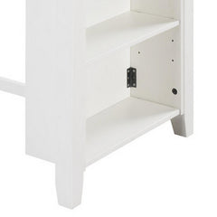 Waltz 36 Inch Counter Height Small Dining Table with Shelves, USB Port, White