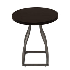 Apollo Accent Table, 20 Inch Round Wood Brown Top, Gray Metal Base