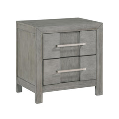 Modern Style 2-Drawer Night stand with Silver Coated metal Handles made with wood in Gray Color