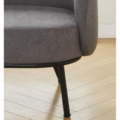 Mid-Century Modern Velvet Accent Chair, Upholstered Barrel Armchair with Metal Legs, Comfy Single Sofa Chair for Living Room Bedroom