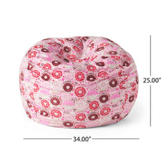 Puff-Puff 3 foot Rounded Bean Bag, Pink Donut Print