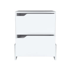 Nightstand with 2-Drawers, End Table with Sturdy Base, White