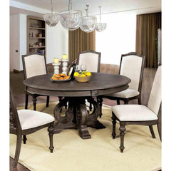 Dining Room 1pc Round Dining Table Pedestal Base Rustic Natural Tone Table Solid wood Furniture