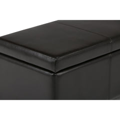 Neptune 48 inch Wide Storage Ottoman Bench in Tanners Brown Vegan Leather