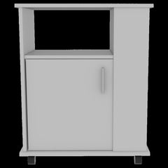 2 Piece Kitchen Set, Kitchen Island + Lower Microwave Pantry Cabinet , White /Onyx