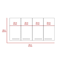 Wall Cabinet 24" H, four Doors, with two internal Shelves and internal plate and glass organizer, Black