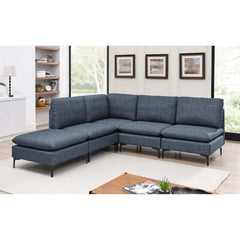 Linen Upholstered Modular Sectional with Metal Legs