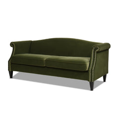 Polyxena 77" Camel Back Small Space Sofa, Olive Green Performance Velvet