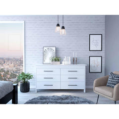 Crown 6-Drawer Rectangle Dresser White