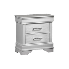 Modern Sleek Bedside Table White 1pc Nightstand Bedroom Furniture Accent Handles Spacious Drawers