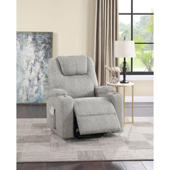 Light Gray Chenille Recliner w/Power Lift & Massage