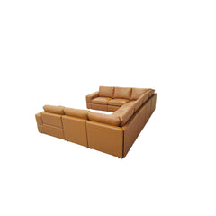 Premium Leather Match Upholstered Large Arms Sectional with Two Recliner Seats