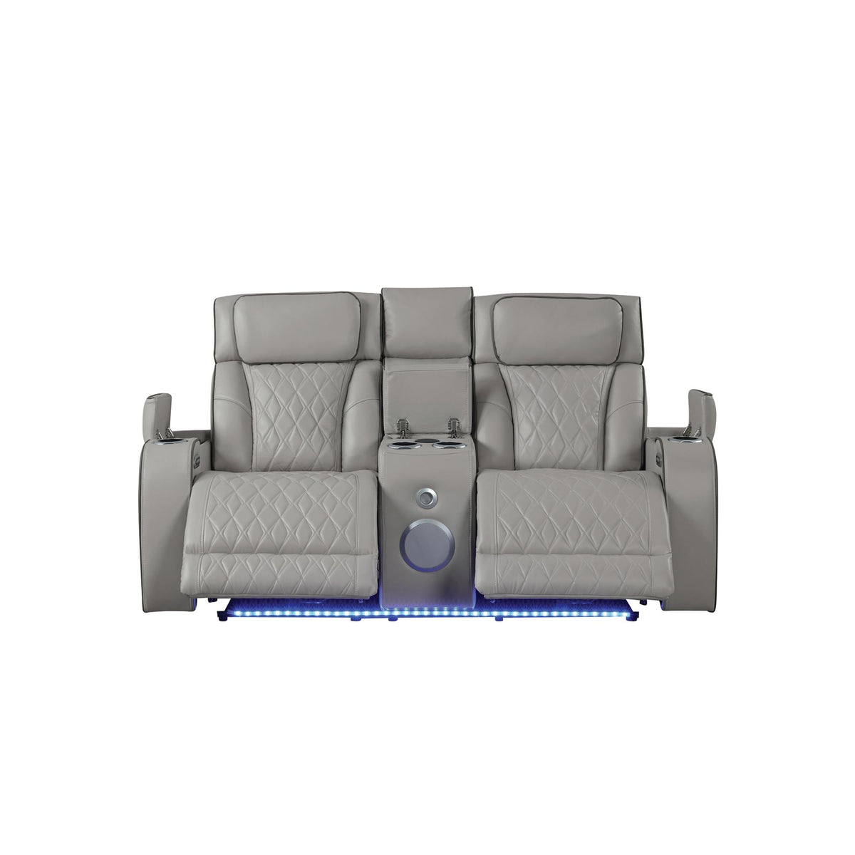 Hephaestus Modern Style Upholstery Recliner Loveseat Made with Wood & Massage Function Included-Gray