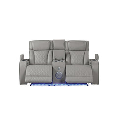 Hephaestus Modern Style Upholstery Recliner Loveseat Made with Wood & Massage Function Included-Gray