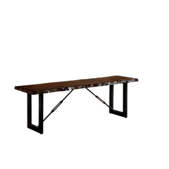 1pc Industrial Bench Two Tone Design U-shape Metal Bench Base Mimicking Chain Walnut And Black Finish