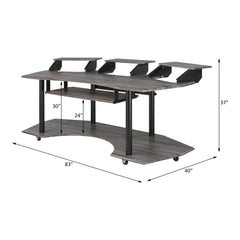 83" Eleazar Black Oak Finish Music Recording Studio Desk