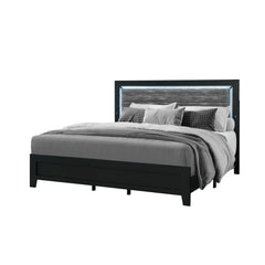 AURA BLACK QUEEN BED WITH LED