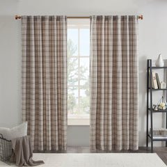 Cassandra Rod Pocket and Back Tab Curtain Panel with Fleece Lining Brown 50x84"