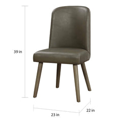 Artemis Gray Synthetic Leather & Gray Oak Finish Side Chair (Set of 2)