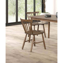Mid-Century Modern Style 2pc Dining Chair Spindle Back Molded Seat Walnut Finish Dining Room Furniture
