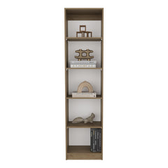 Home Slim Design Bookcase With 5-Tier Shelves, Natural Oak