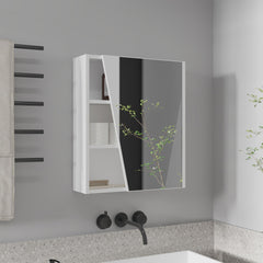 Prometheus Wall-Mounted Mirror Medicine Cabinet With One Door And Four Open Compartments, White