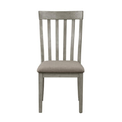 Dining Room Furniture Side Chairs 2pc Set Wire Brushed Light Gray Finish Vertical Slat Back Design Wooden Chairs Set