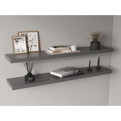 Hercules 47" Wide Floating Shelves Set of 2, Shelves for Wall Decor for Bedroom, Bathroom Storage Shelves, Book Shelves for Living Room Matt Gray
