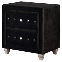 Glam Style 1pc Nightstand Button Tufted Full upholstered Frame Acrylic Buttons Black Finish Bedroom Furniture