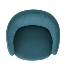 Mid-Century Modern Velvet Accent Chair, Upholstered Barrel Armchair with Metal Legs, Comfy Single Sofa Chair for Living Room Bedroom