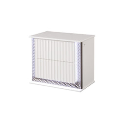 Nova Contemporary Style 2-Drawer Nightstand Made with Diamond-Patterned Side Accents with LED Lighting and Wood in White Finish