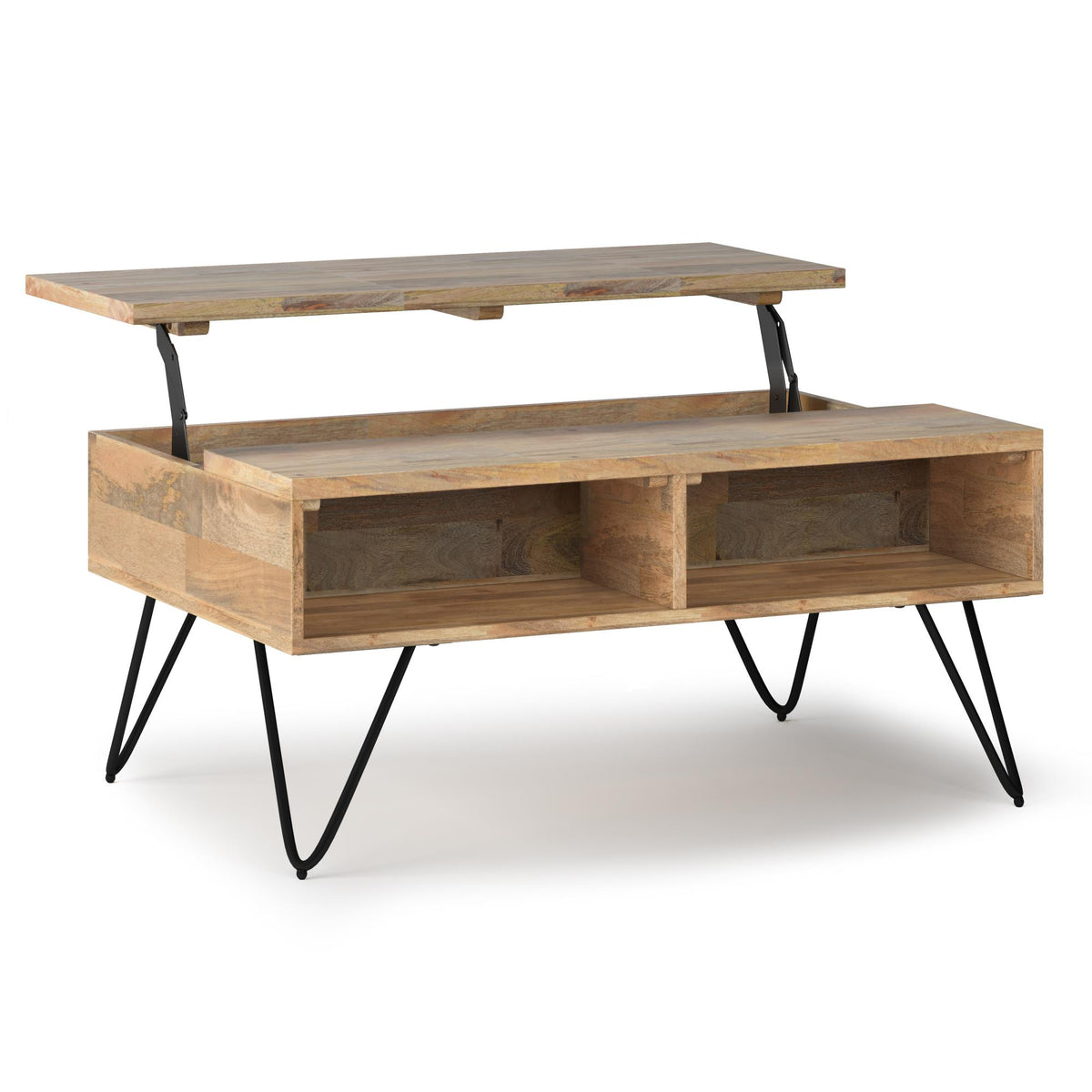 Nova 36 inch Wide Solid Mango Wood Small Lift Top Coffee Table in Natural
