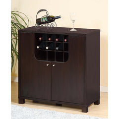 Orion Cabinet Red Cocoa with Two Doors Removeable Wine Bottle Rack Metal Wine Glass Racks Four Shelves