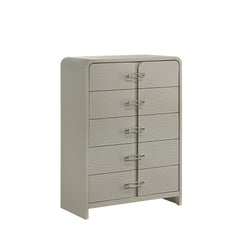 Lyric Contemporary Beige 5-Drawer Chest with Metal Handles and Ball Bearing Glide Drawers