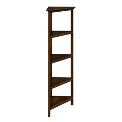 4-Shelf Tall Wood Corner Bookcase with Open Bookshelves, Walnut, 1PC