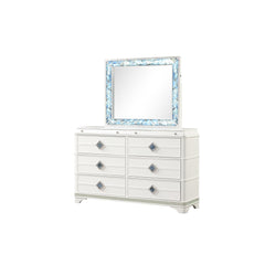 Aeneas Modern Style Mirror Made with Wood and Crystal Accents in White (INCLUDES MIRROR ONLY)