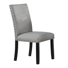 Iphigenia Fabric Modern Set of 2 Dining Chairs Plush Cushion Side Chairs Nailheads Trim Wooden Chair Kitchen Dining Room