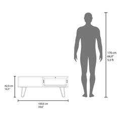 Jason 39" Wide Coffee Table with One Drawer, One Shelf, Rectangular, Living Room White - NAtural Oak