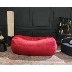Aeneas Traditional 8 Foot Cylindrical Suede Bean Bag, Red