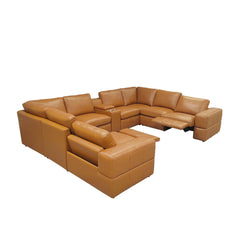 Premium Leather Match Upholstered Large Arms Sectional with Two Recliner Seats