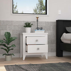 Nightstand 24"H, Two Drawers, Four Legs, Superior Top, White