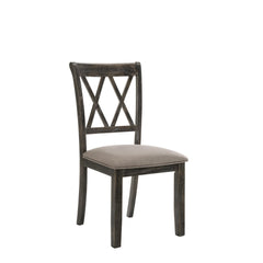 Hades II Beige Fabric & Weathered Gray Finish Side Chair (Set of 2)