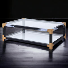 Mercury Clear Glass & White Brushed Finish Coffee Table