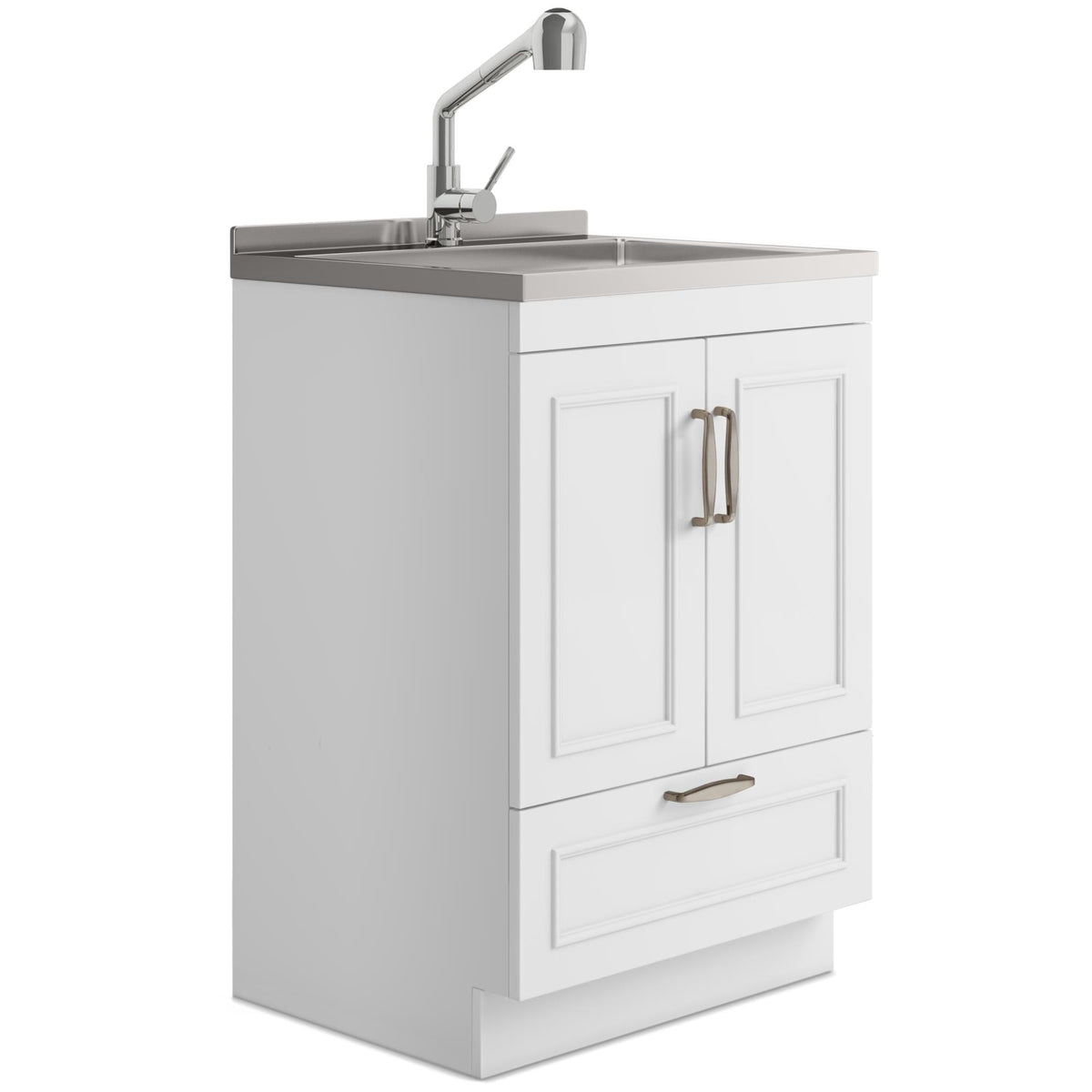 Asgard - 24" Laundry Cabinet with Faucet and Stainless Steel Sink - White