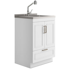 Asgard - 24" Laundry Cabinet with Faucet and Stainless Steel Sink - White
