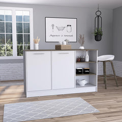 Archive Kitchen Island, Three Open Shelves, Two Cabinets