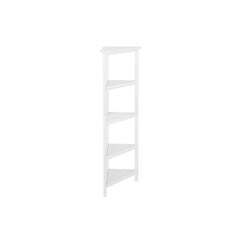 4-Shelf Tall Wood Corner Bookcase with Open Bookshelves, White, 1PC