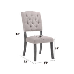 Zeus Beige Linen & Weathered Gray Oak Finish Side Chair (Set of 2)